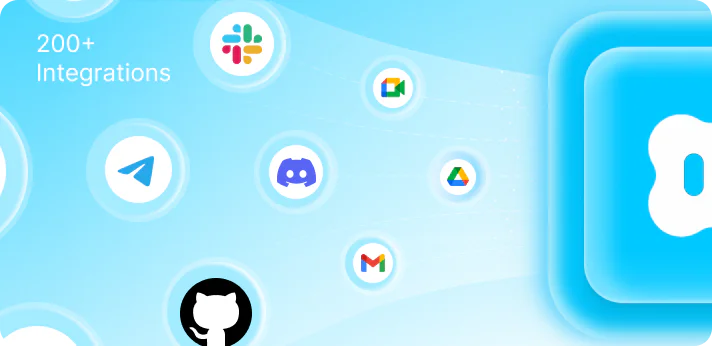 Live connected-app catalog with tools such as Drive, Gmail, GitHub, and messaging channels
